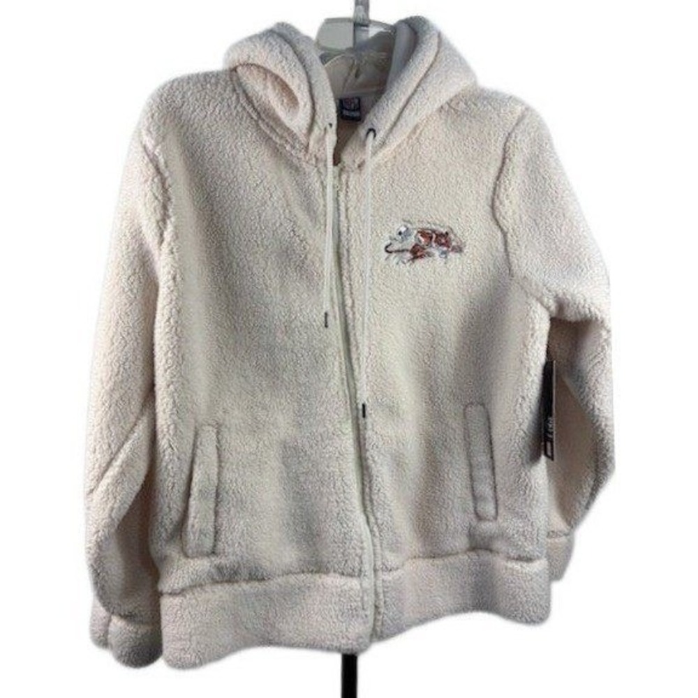 NFL Cincinnati Bengals Men's Medium Cream Sherpa Fleece Full Zip Hoodie Jacket